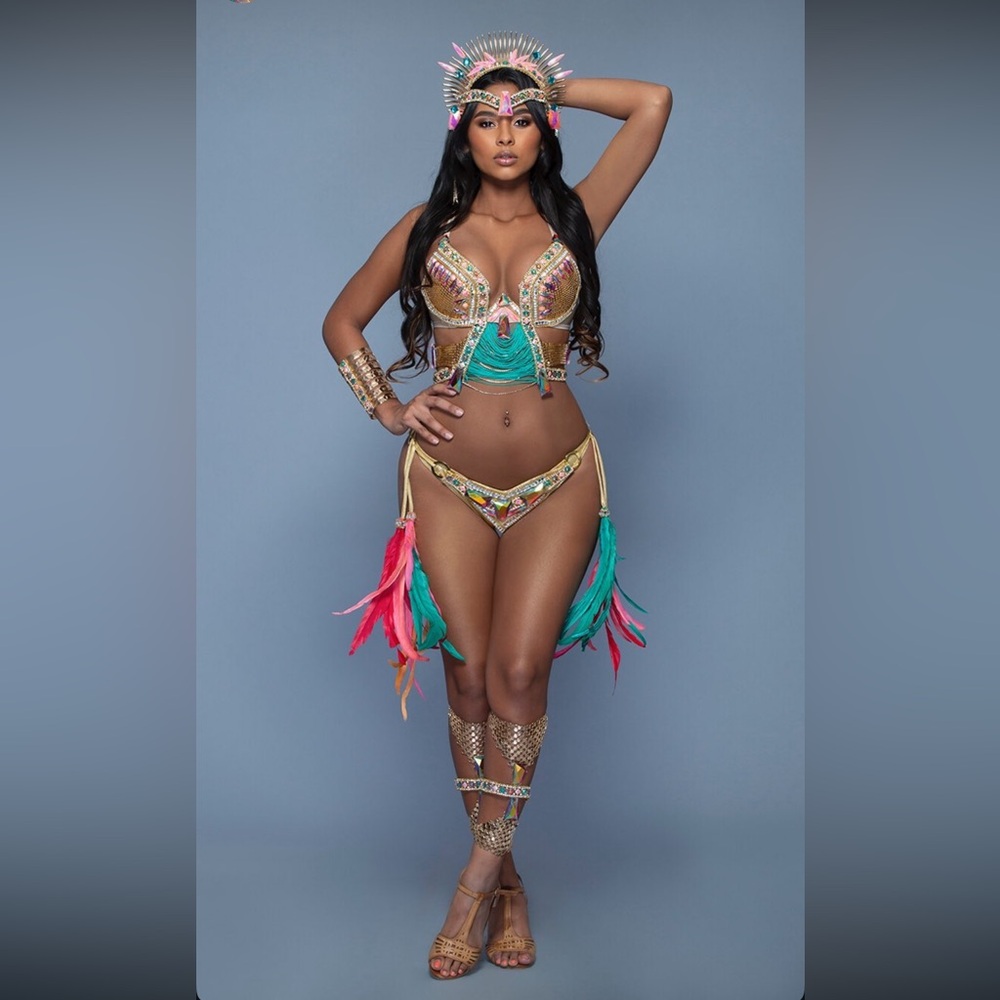 Vibrant Multicolor Beaded Carnival Costume